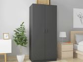 Wardrobe High Gloss Grey 80x52x180 cm Chipboard