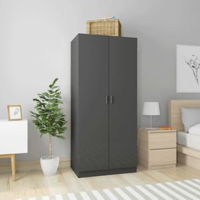 Wardrobe High Gloss Grey 80x52x180 cm Chipboard