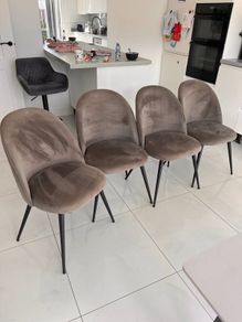 4 x JYSK velvet dining chairs - grey/black