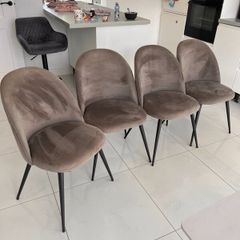 4 x JYSK velvet dining chairs - grey/black