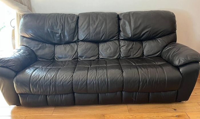 Sofa Dark Brown Leather 3 piece