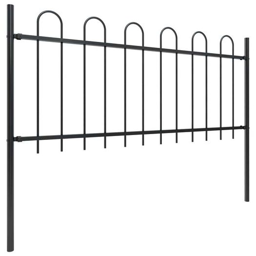 Garden Fence with Hoop Top Steel 17x0.8 m Black