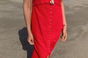 Zara Linen blend strappy midi Dress