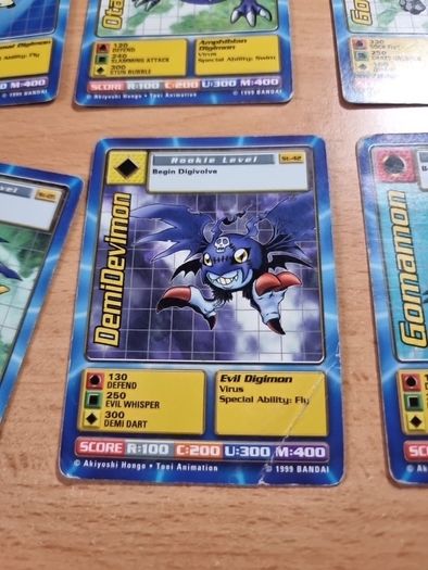 12 Rookie level Digimon cards. 1999