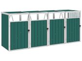 Quadruple Garbage Bin Shed Green 286x81x121 cm Steel