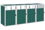 Quadruple Garbage Bin Shed Green 286x81x121 cm Steel