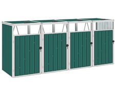 Quadruple Garbage Bin Shed Green 286x81x121 cm Steel