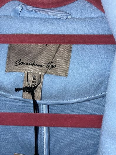 River Island Blue single breasted longline coat