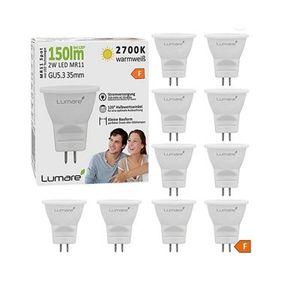 10x Lumare MR11 GU4 Spotlights replaces 2W Energy Saving Light Bulb 220lm 2700K LEDWarm White [Energy Class A++]