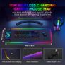 Charging RGB Gaming Mouse Pad - Wireless 15W Mousepad LED Extra Large Mouse Mat 80  30cm, 10 Light Modes Gaming Room Accessories, Computer Keyboard Mat Fast Charging Desk Mat for Gaming, Black Image 6
