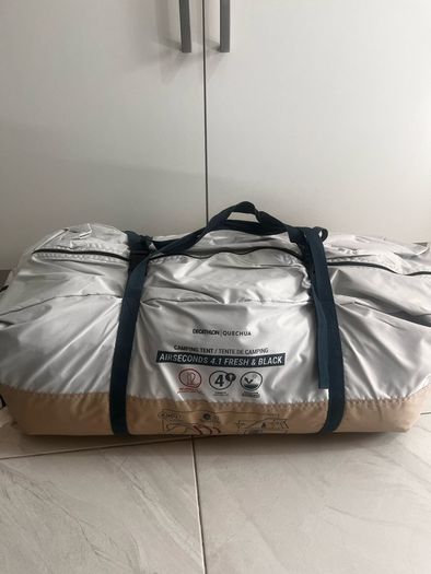 Tent QUECHUA Inflatable 4-person camping tent, Air Seconds 4.1 Fresh & Black - Beige