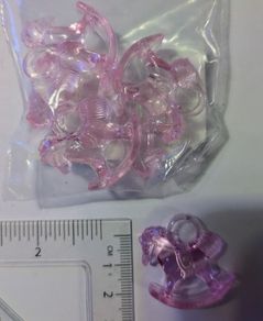Pink acrylic rocking horse charms - pack of 6