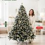 Artificial Christmas Tree with Lighting and Snow, Christmas Tree with Metal Stand (180 cm) Image 4