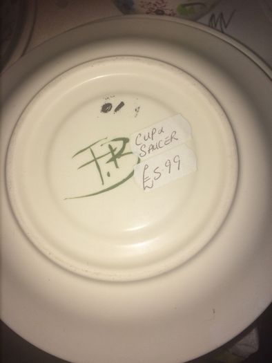 Fiona Bradley hand painted pottery tea set