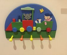 Toddler kids wooden coat hooks