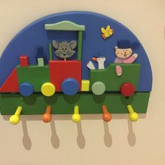 Toddler kids wooden coat hooks