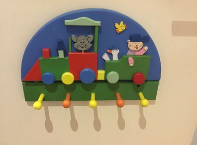 Toddler kids wooden coat hooks