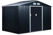 9 x 6FT Metal Shed Roofed Garden Shed Outdoor Storage Shed with Foundation Ventilation &amp; Doors, Dark Grey (FREE POSTAGE)