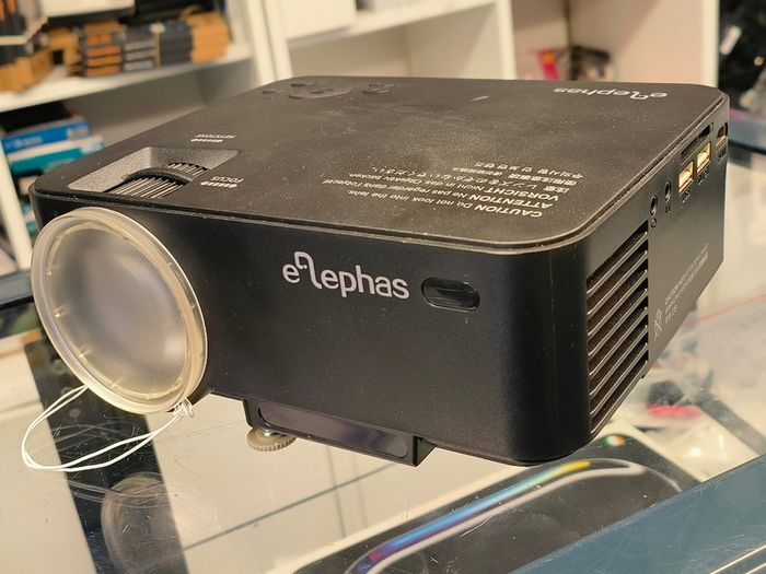 ELEPHAS LED Projector Multimedia LED Mini Video Projector for Home Theater Support 1080P PC Laptop PS4 Phones Xbox and TV Box etc, Black/ Used