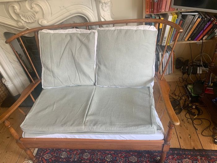Mid Century two-seater wooden sofa