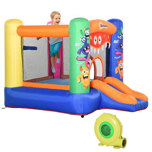 Bouncy Castle Inflatable Basket Trampoline Slide Monster Design 2.9 x 2 x 1.55m