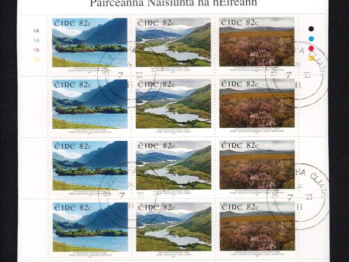 2011 Ireland National Parks of Ireland (Ballycroy, The Burren, Connemara, Gleneagh, Killarney & Wicklow Mountains) Commemorative Stamps Plate 1A1A1A1A Fine CDS Used with Dublin cancel of 7th June 2011 (First day of issue) on envelope extract