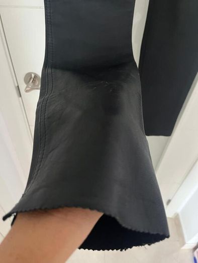 Unsigned black leather trousers jeans style Sz 8UK  W28 L 32
