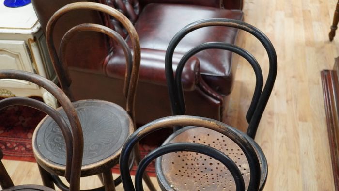 Lot of 8 Antique Bentwood Bistro Chairs, c.1900