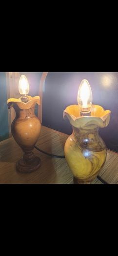 mid century wooden lamps x2