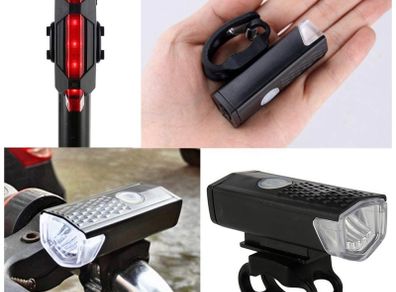 Bike Light Set, USB Rechargeable Super Bright LED Waterproof Headlight Front Lights and Back Rear Bike Lights, Adjustable Lighting Modes, Cycling Lights for Road & Mountain, bike parts