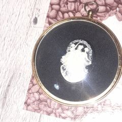 Peter Bates Three Graces Cameo it is housed in a 3 inch diameter Brass Frame with a Convex Glass Cover. in nice condition postage available or collection