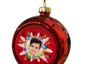 Personalised photo christmas Tree Ornament Red
