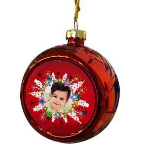 Personalised photo christmas Tree Ornament Red