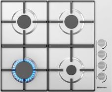 Built-in 60cm Gas Hob - Stainless Steel with 4 Cooking Areas, Easy Clean Surface, One -Hand Ignition, 60 x 52 x 8.9 cm (L x W x H)