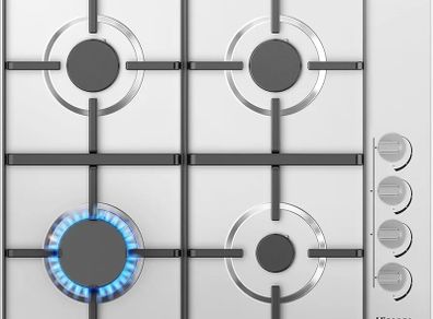 Built-in 60cm Gas Hob - Stainless Steel with 4 Cooking Areas, Easy Clean Surface, One -Hand Ignition, 60 x 52 x 8.9 cm (L x W x H)