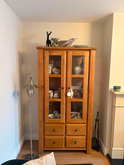 solid oak glass cabinet