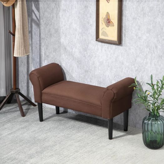 Bench Banquette Contemporary Design curved armrests Great Comfort 102L x 36l x 51H cm Brown