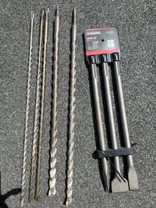 Large masonry Drill bits and Chisel set