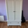 White double door high wardrobe with bottom drawer and shelf Image 8
