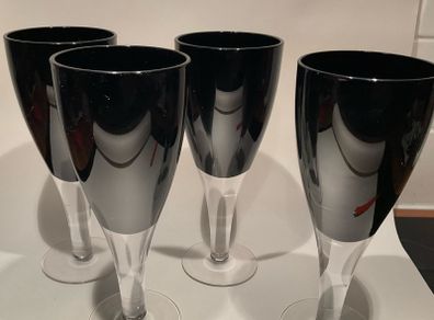 4 vintage black wine glasses  like new