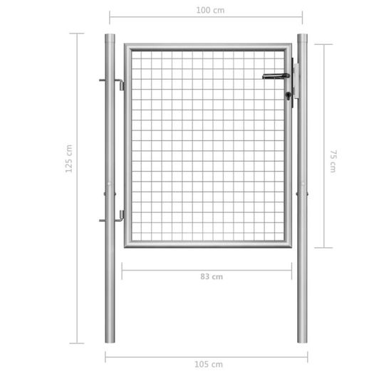 Garden Gate Galvanised Steel 105x125 cm Silver