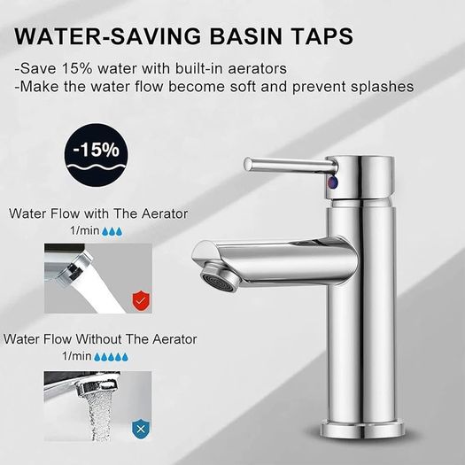 Bathroom Sink Washroom Basin Single Lever Chrome Brass Mixer Tap With Pop Up Waste