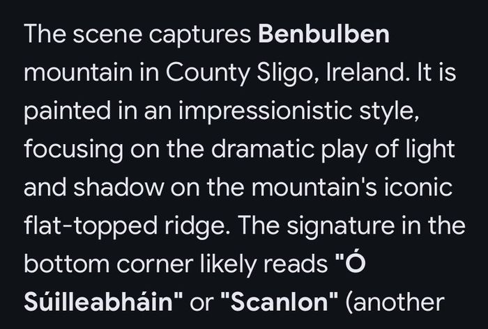 painting Benbulben painting a mountain in Co Sligo Ireland signed Scanlon bottom right