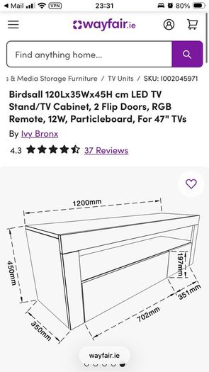 Medium TV / Storage Unit (Gloss White)