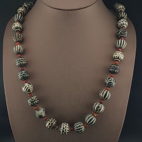 Ancient Burmese Pumtek Pyu & Carnelian Beads Necklace