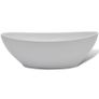 Bathroom Basin with Mixer Tap Ceramic Oval White Image 3