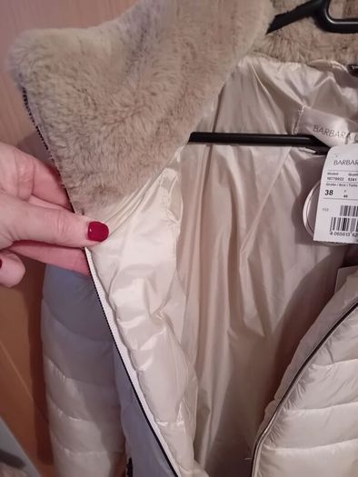 Lebek - Quilted Jacket - Beige with Taupe Faux Fur - UK 12 - BNWT RRP 269