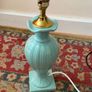 Vintage Style Ceramic Bedside Lamp Turquoise & Gold Image 5