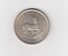 South Africa 5 Shillings 1948 80% Silver Coin (no. 500)