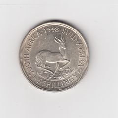 South Africa 5 Shillings 1948 80% Silver Coin (no. 500)